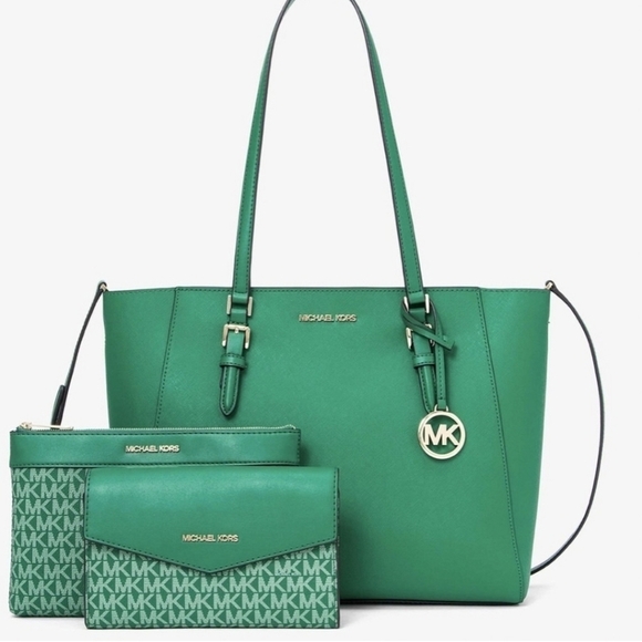 🔹️Michael Kors 🔹️Green Large Charlotte 3 in 1 Convertible Tote Bag ✨️💚 - Picture 1 of 12
